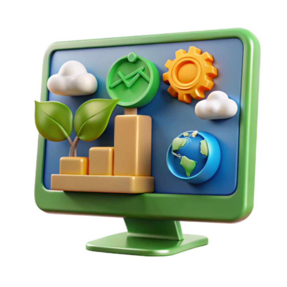 serene modern Sustainable Growth Monitoring Progress with Eco-Friendly Technology authentic png