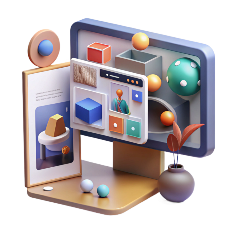 impressive traditional 3D Digital Design Interface Colorful Geometric Shapes UI premium png