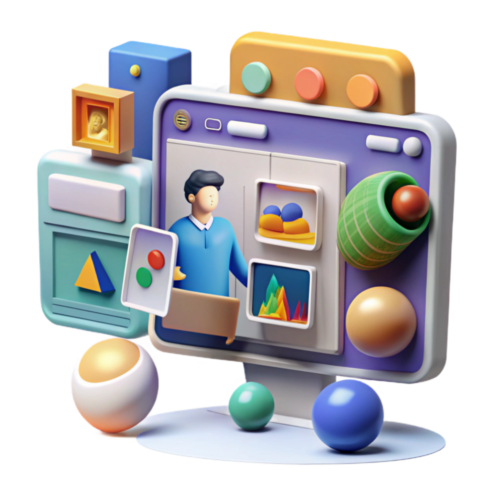 dramatic contemporary Online Course Platform 3D Graphics Interactive Learning original png
