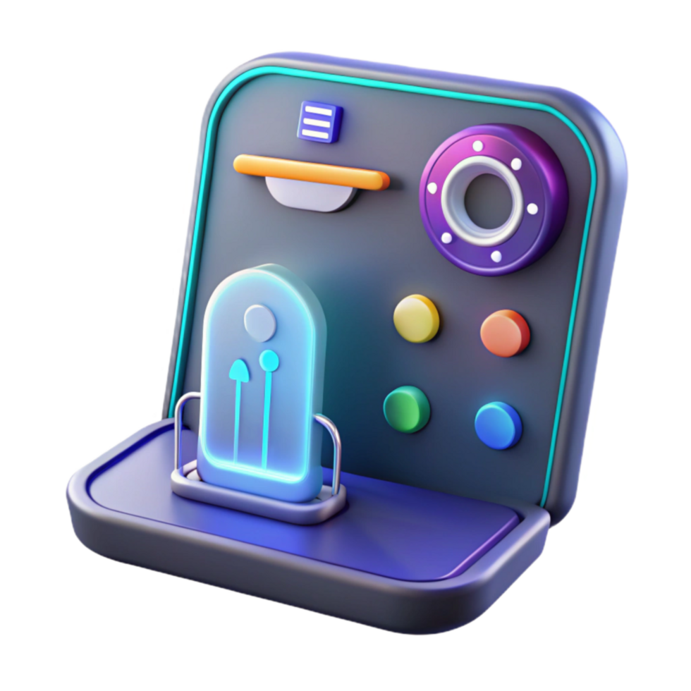 extraordinary abstract Neon Interface 3D Control Panel Design high quality png