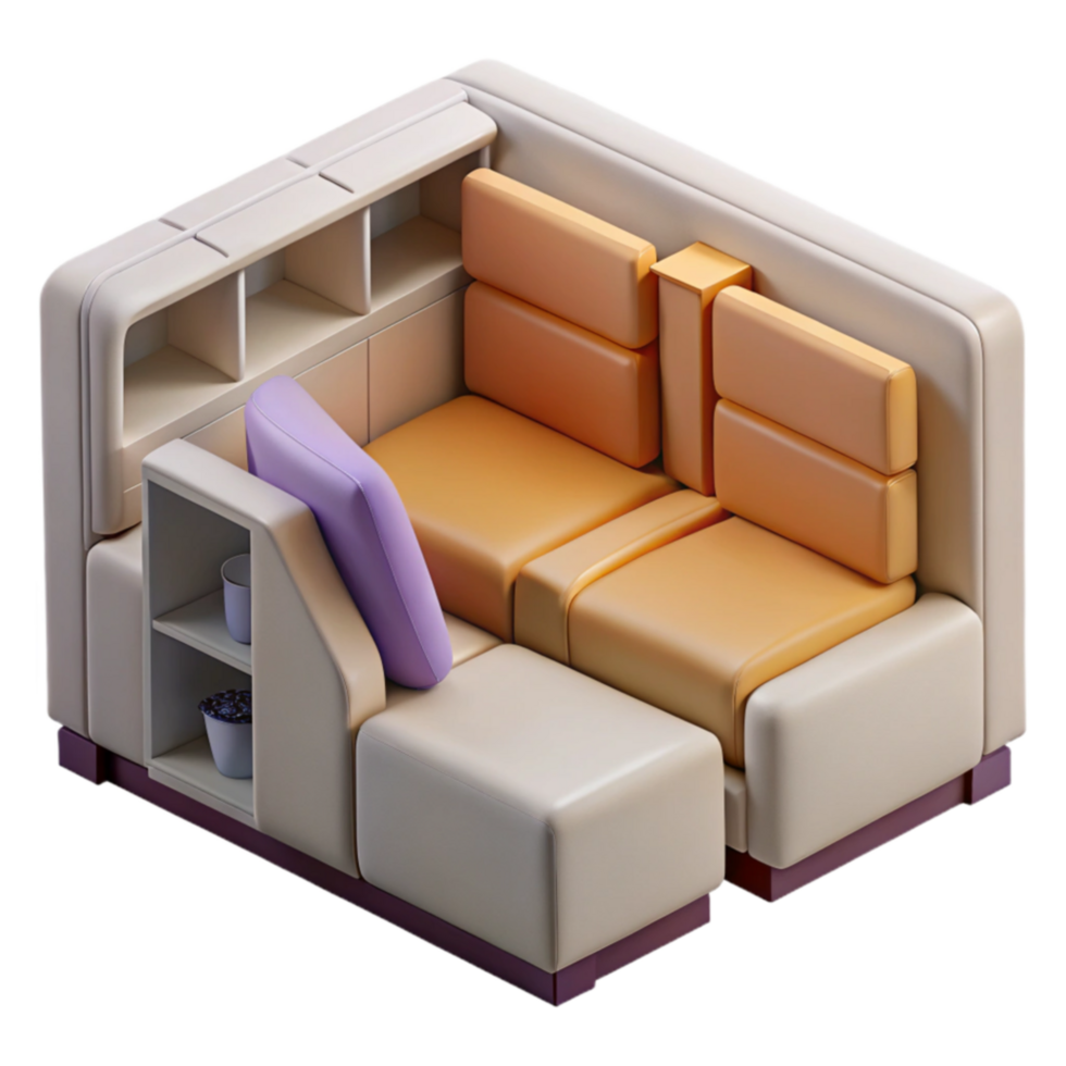 wonderful classic Modular Sectional Sofa with Built-in Shelving 4K png