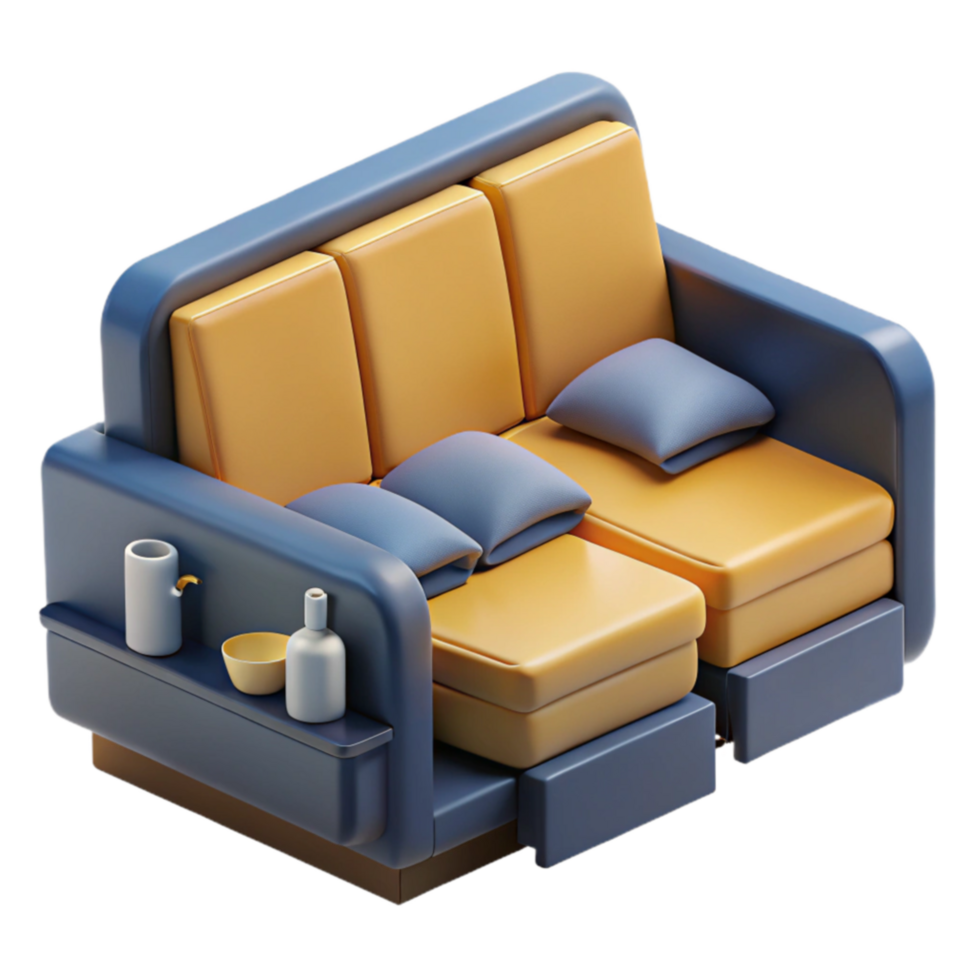 beautiful vintage Relaxing Recliner Sofa with Side Table premium png