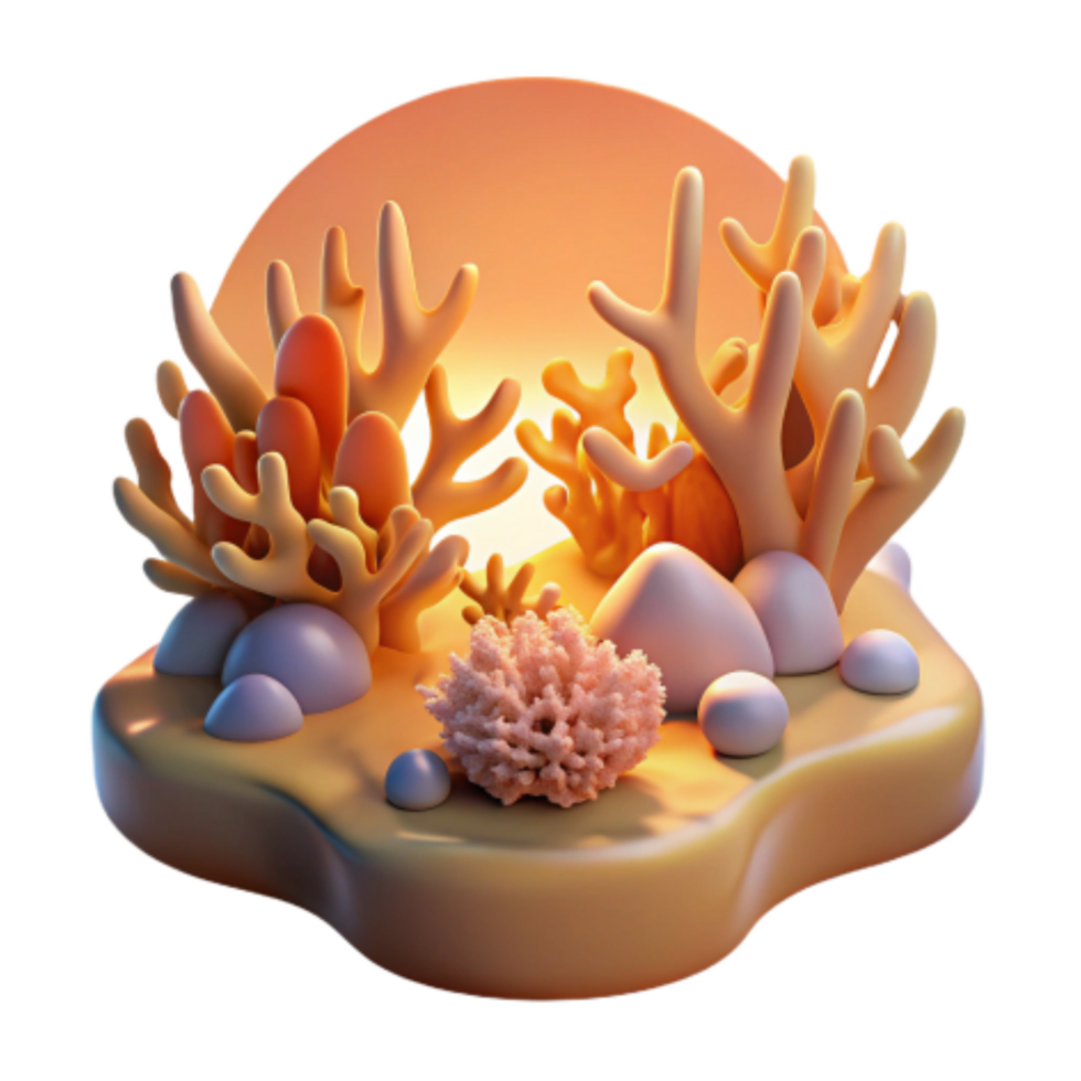 extraordinary traditional Undersea Coral Reef Scene 3D Render of Ocean Life genuine png