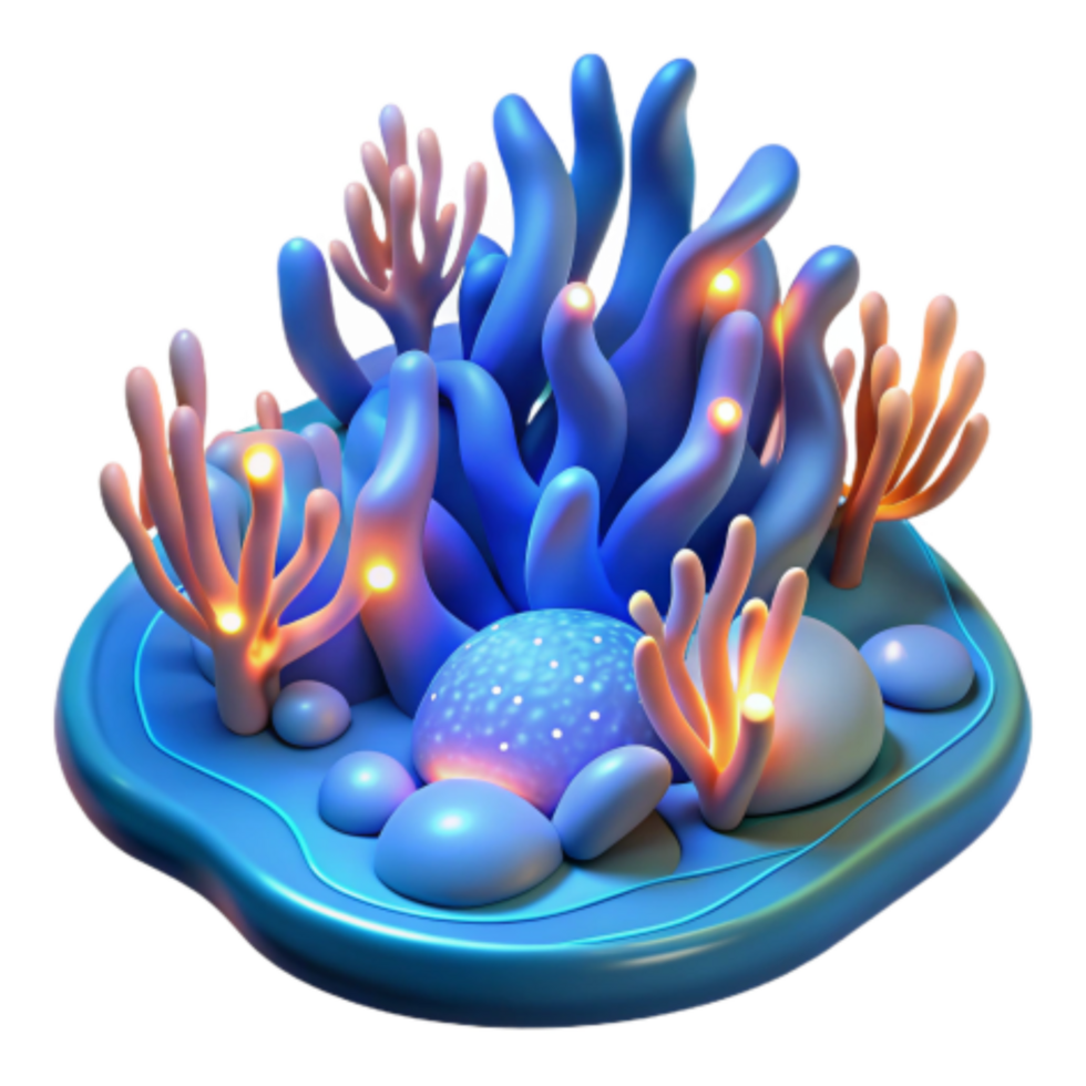 stunning modern Glowing Underwater Coral Reef 3D Render premium png
