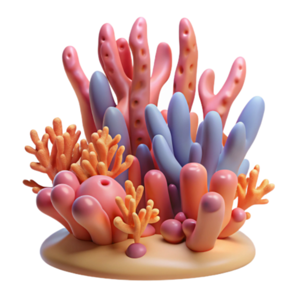 vibrant creative Vibrant Coral Reef 3D Render high resolution png