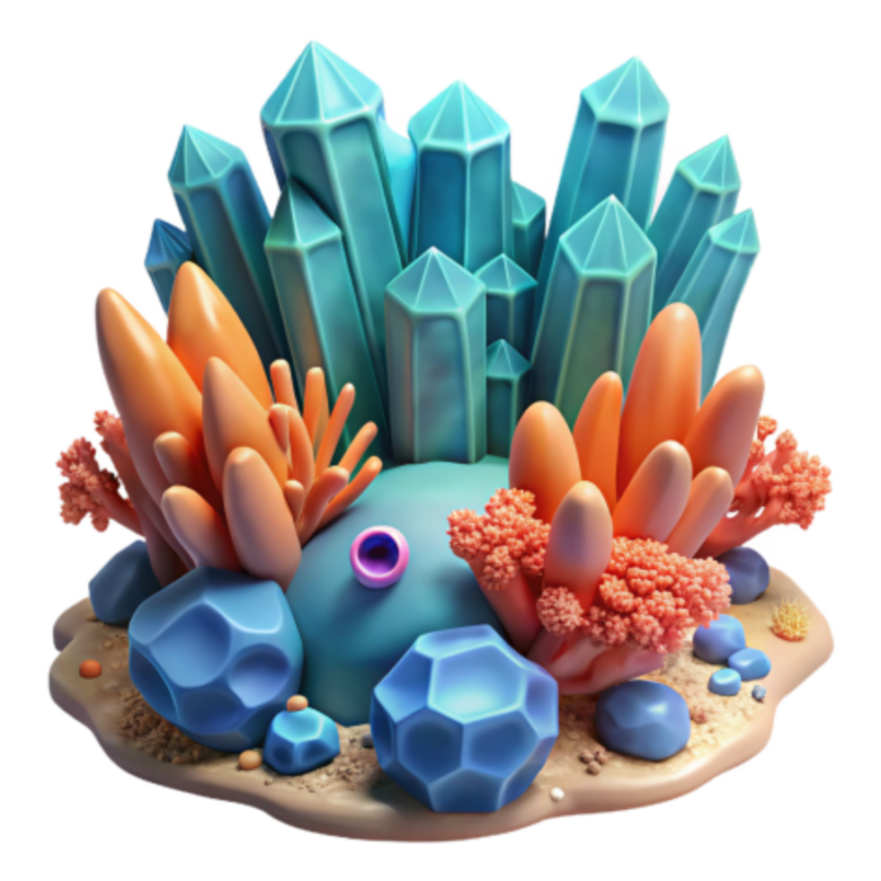 magnificent traditional Enchanted Crystal Reef 3D Render of Fantasy Ocean Scene genuine png
