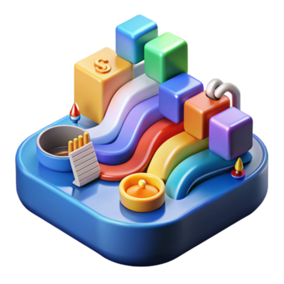 serene minimalist Colorful 3D Blocks, Financial Growth, Data Visualization 4K png