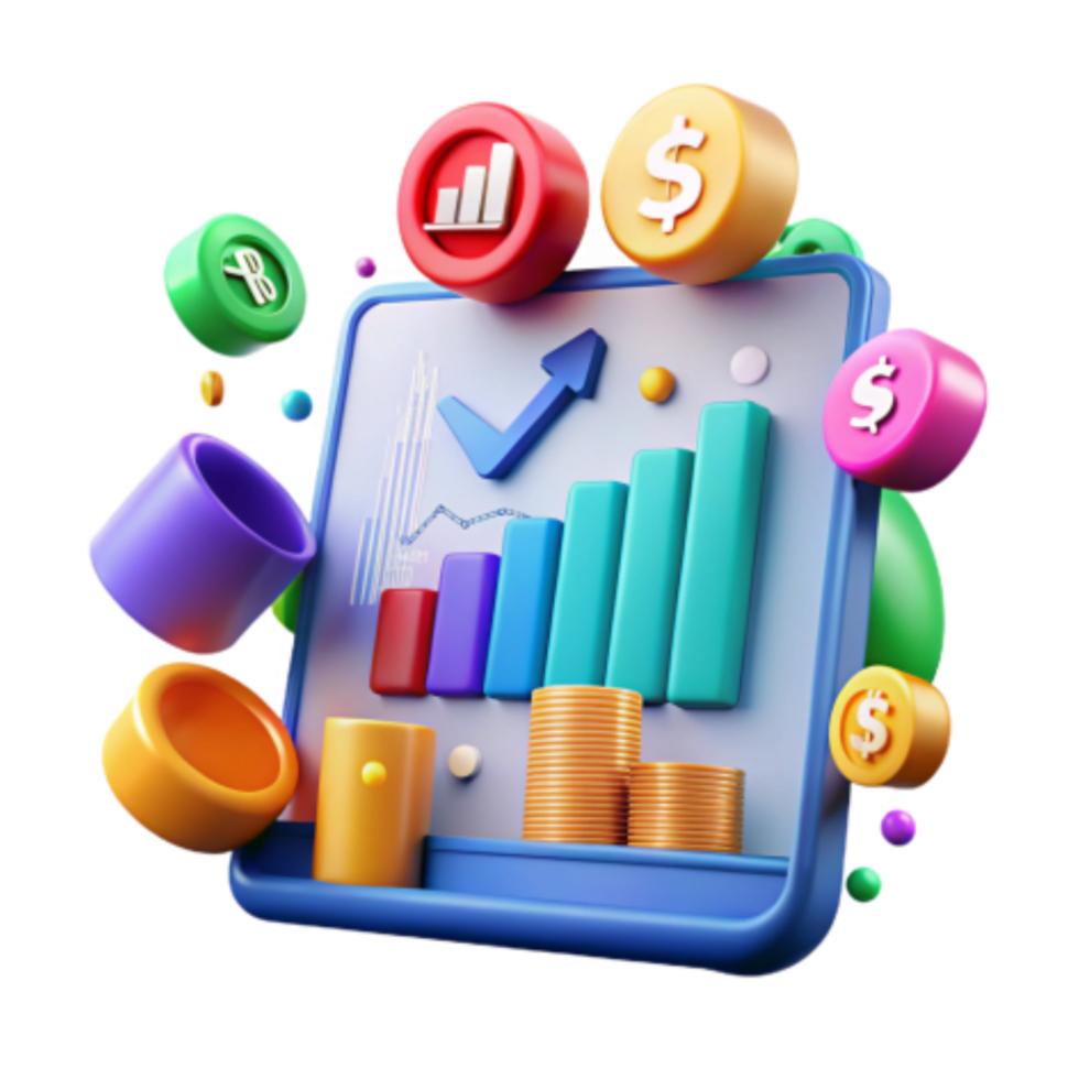 elegant artistic Financial Growth Charts, Data, and Investment Strategies high resolution png