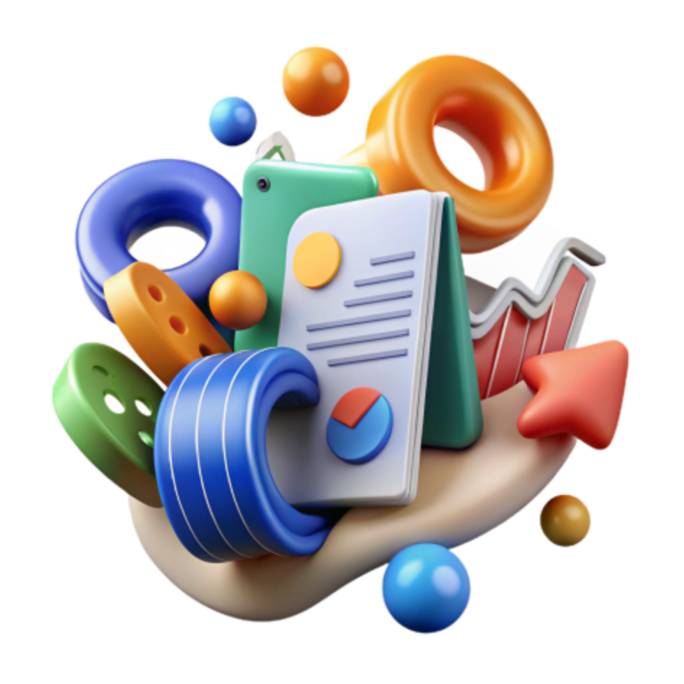 beautiful modern Abstract Data Visualization Colorful 3D Charts Graphs premium png