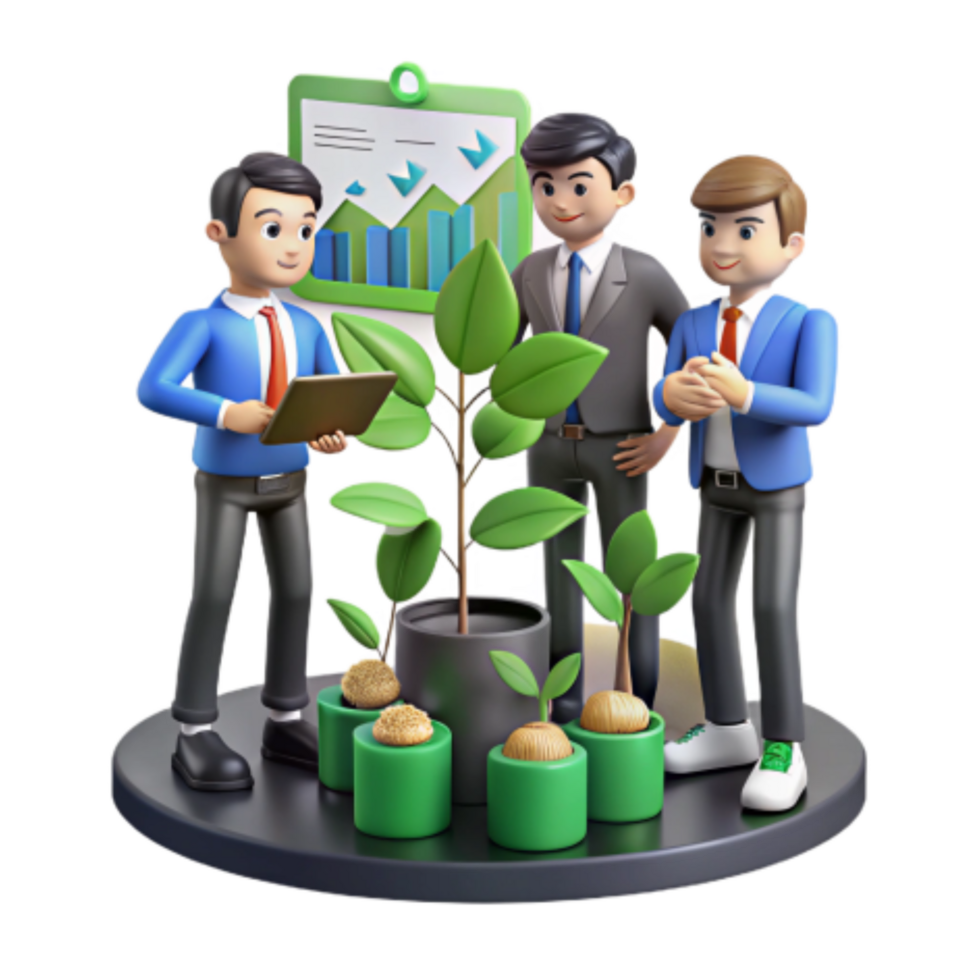 dramatic minimalist Business Growth Investing in Sustainable Future detailed png