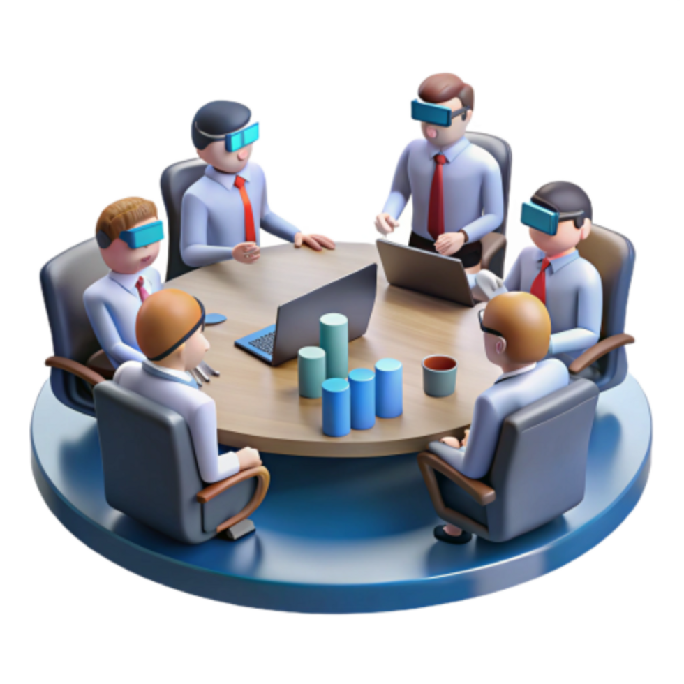serene artistic Virtual Reality Collaboration Immersive Meetings Data Visualization 4K png