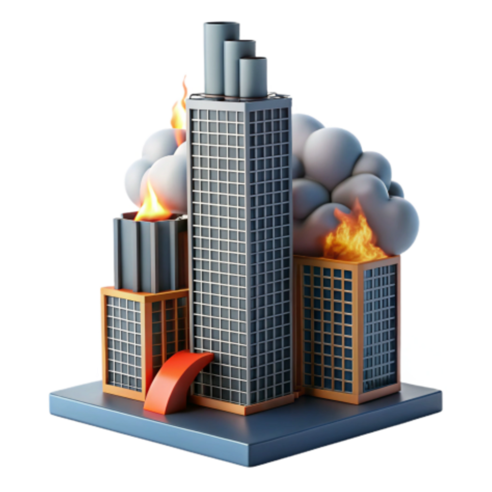 elegant artistic Urban Inferno High-Rise Building Fire Disaster Simulation 4K png