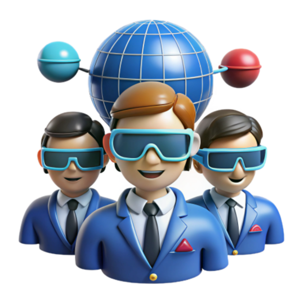 beautiful abstract Global Collaboration Virtual Teams 3D Avatars authentic png