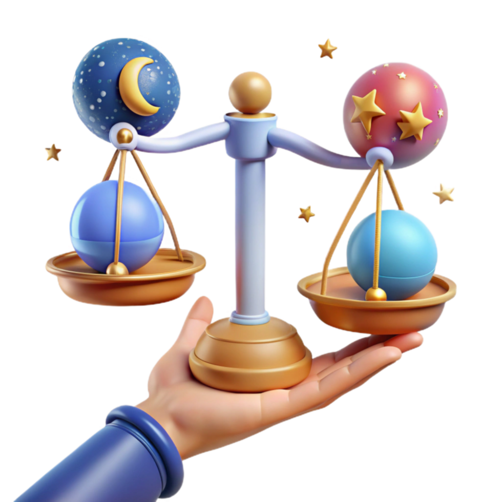 dramatic classic Cosmic Balance Celestial Scales and Planetary Harmony 4K png