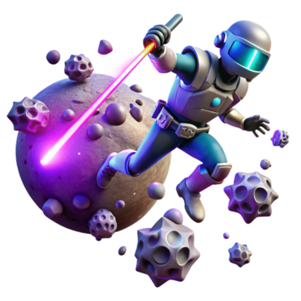 serene contemporary Astronauts Laser Sword Adventure Asteroid Field genuine png