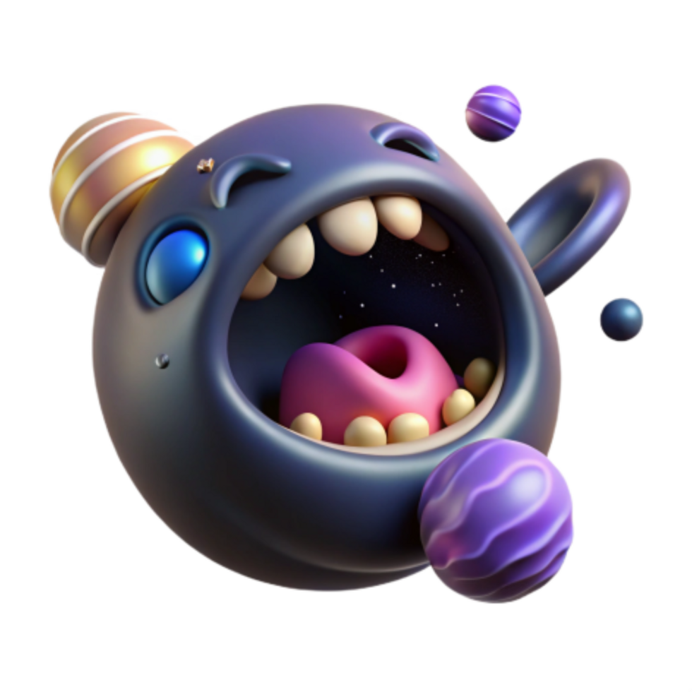 wonderful abstract Cosmic Creature 3D Render of a Funny Cartoon Monster high resolution png