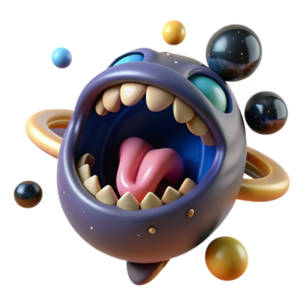magnificent creative Cosmic Creature with Rings and Planets high resolution png