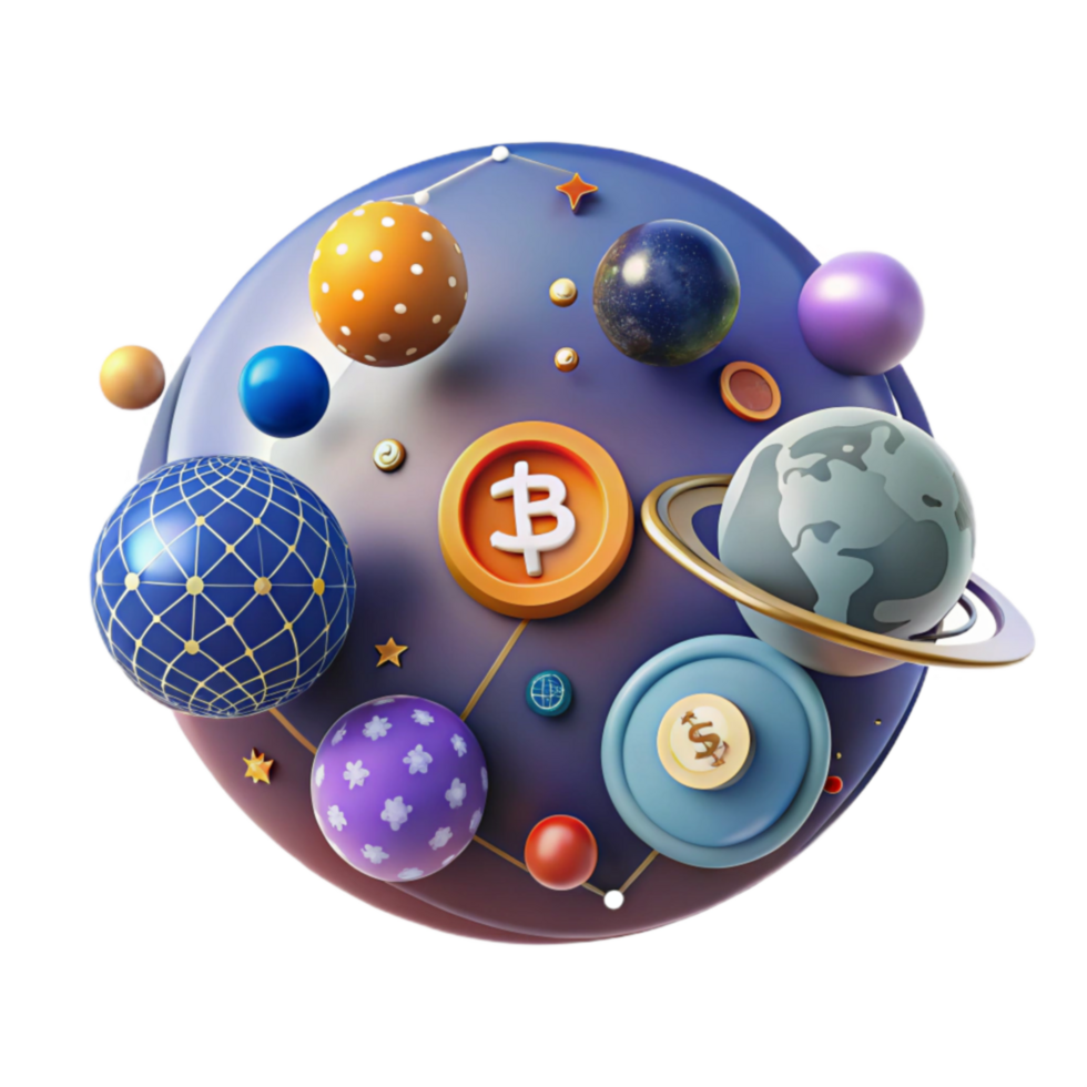impressive abstract Global Cryptocurrency A Universe of Digital Finance high quality png