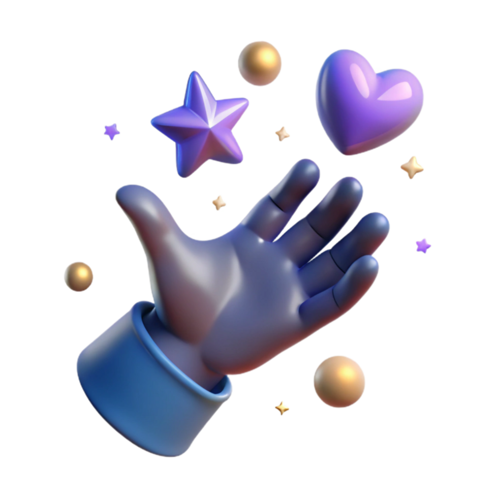 beautiful minimalist Catch the Falling Stars Hearts 3D Animation high quality png
