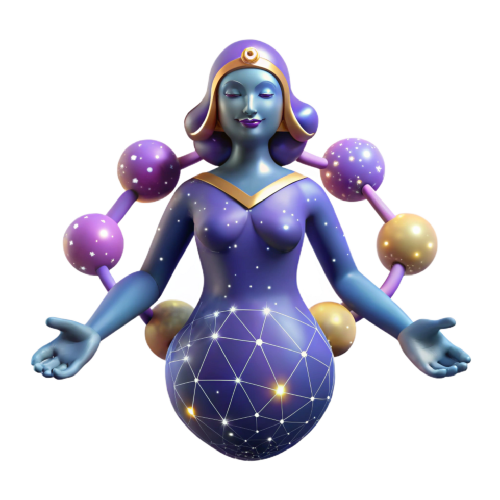 stunning vintage Cosmic Goddess 3D Render of Celestial Being genuine png