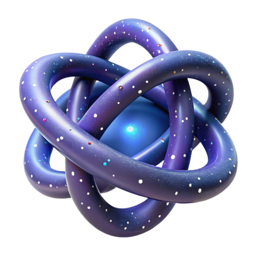 serene rustic Abstract Atom Structure 3D Model of Subatomic Particles genuine png