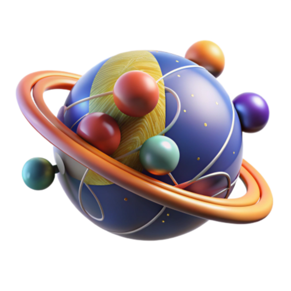 magnificent rustic Colorful Planetary System Abstract Space Art 4K png