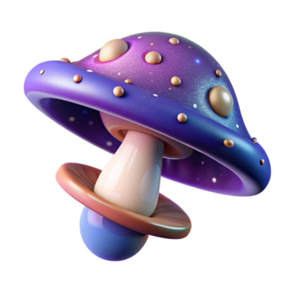 extraordinary rustic 3D Render Cosmic Mushroom Illustration detailed png