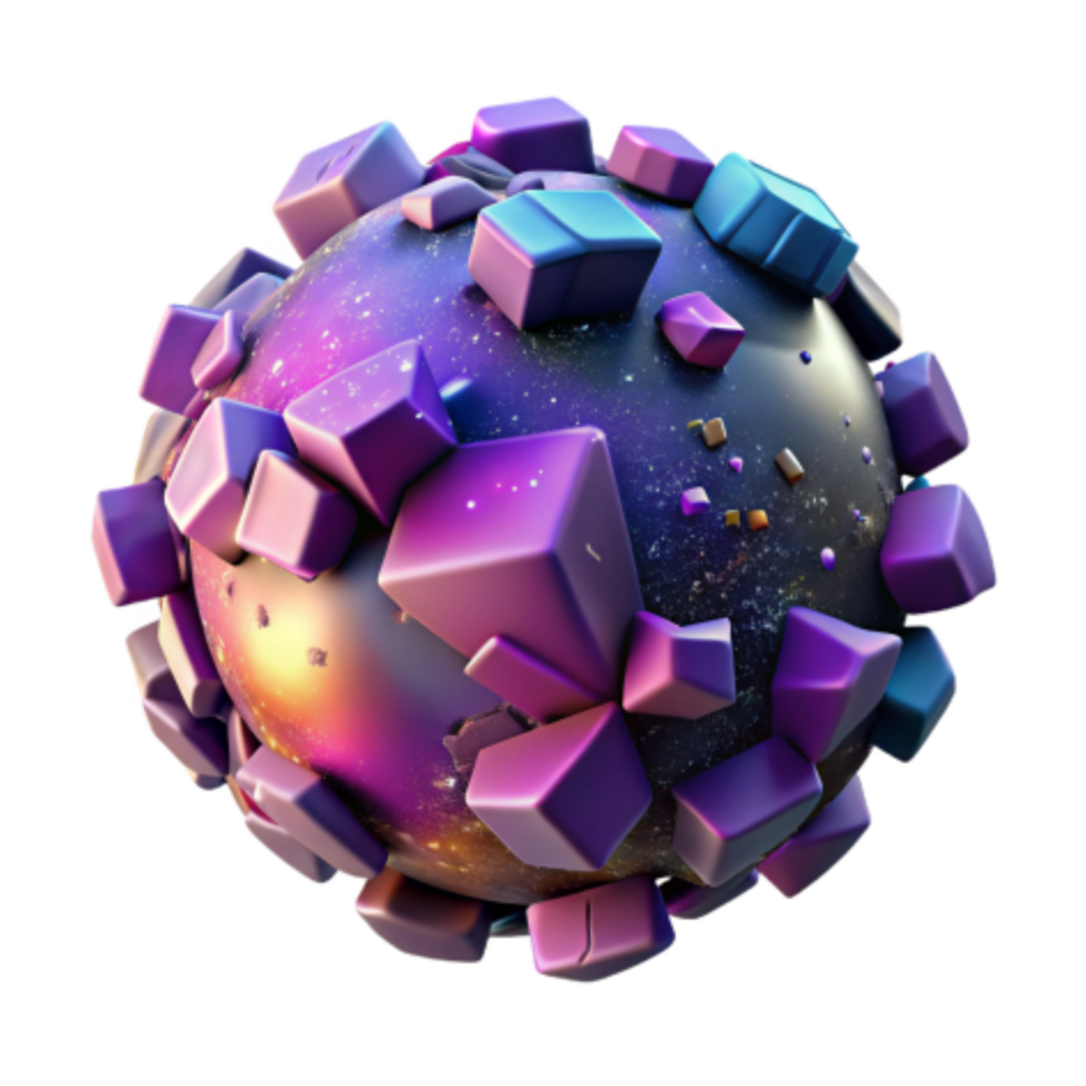 stunning artistic Cosmic Cube Cluster 3D Abstract Art detailed png