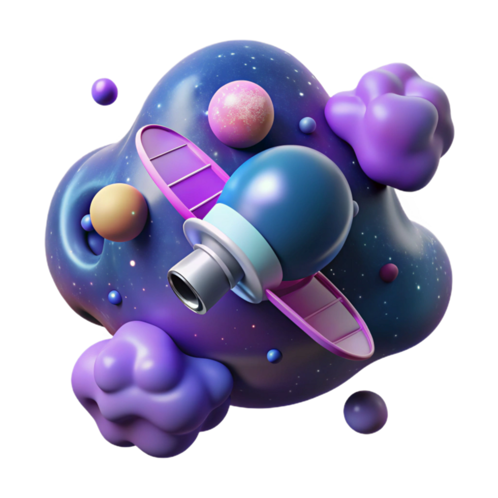 elegant traditional Cosmic Satellite in Abstract Nebula professional png