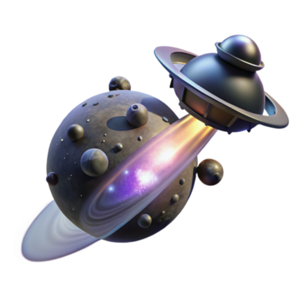 stunning abstract Cosmic Collision Planet Rings Spaceship Encounter high quality png