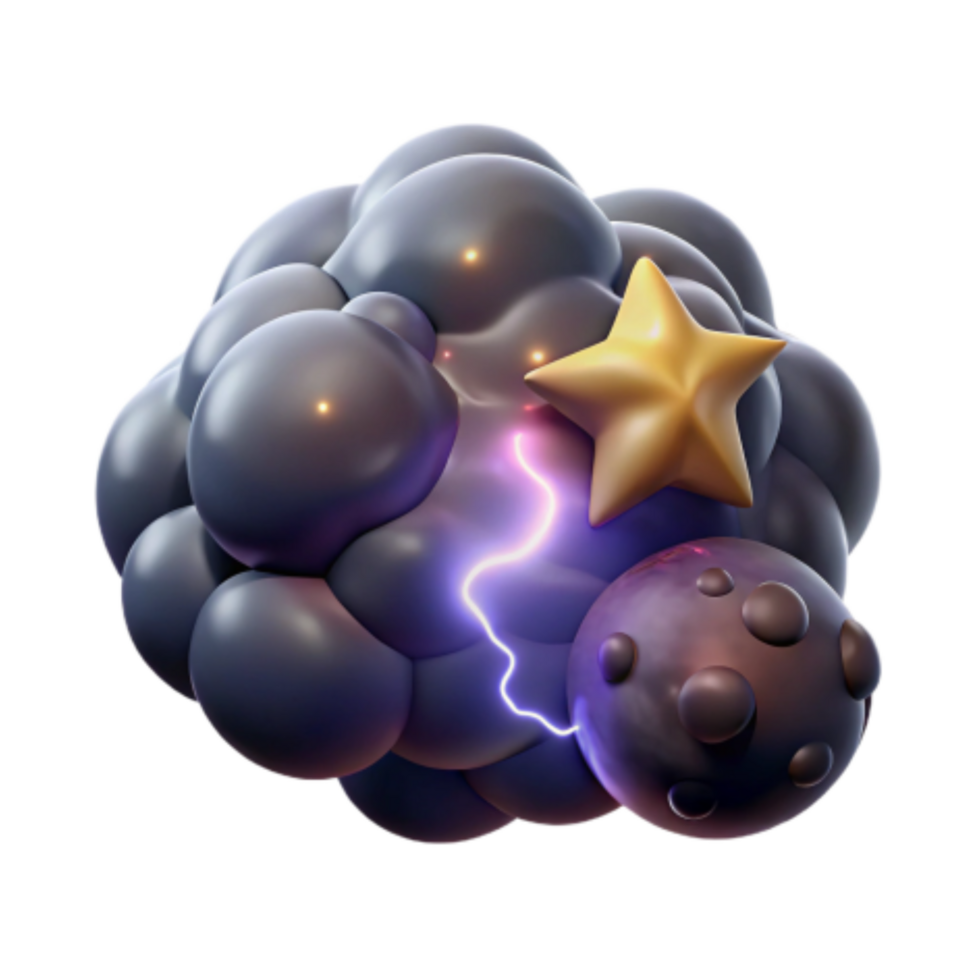 wonderful modern Cosmic Cluster 3D Render of Star, Moon, and Energy professional png
