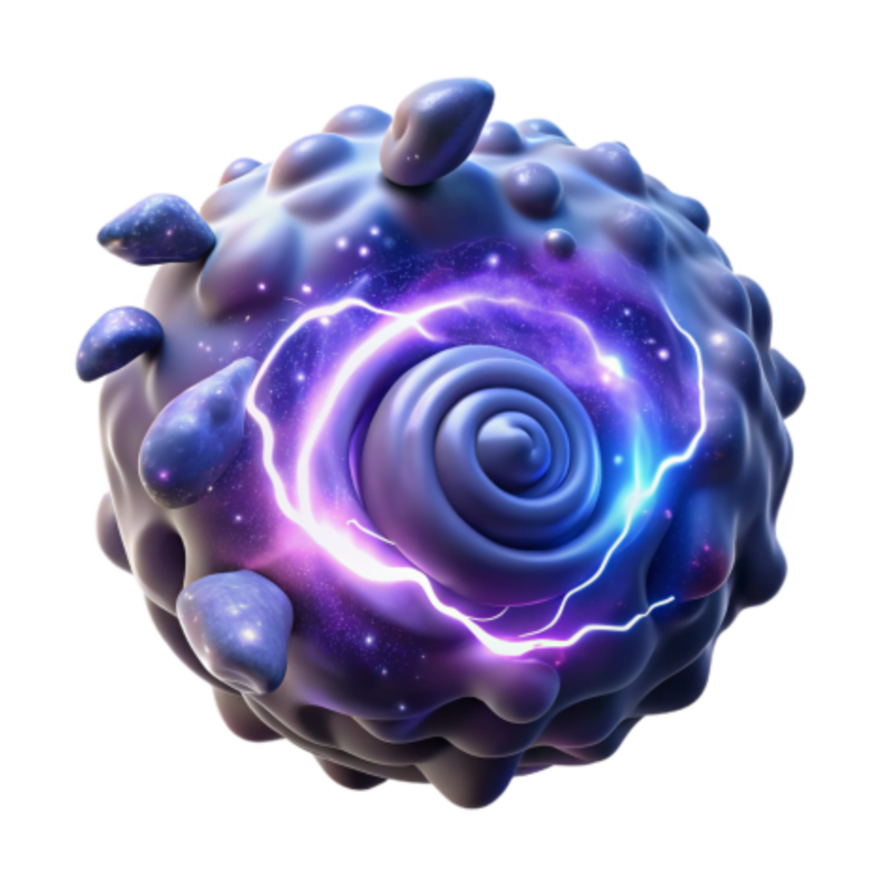 vibrant modern Cellular Energy Burst 3D Rendering of a Cell authentic png
