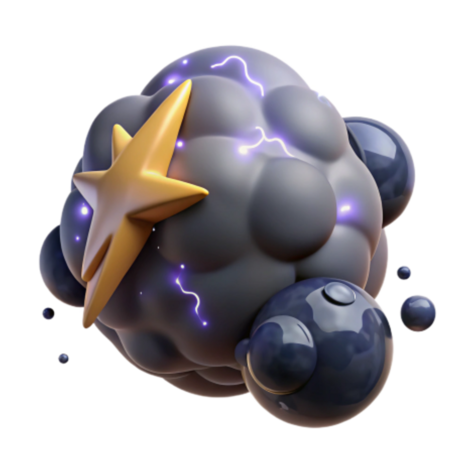 serene rustic Cosmic Cluster 3D Render of Star and Energy Orb 4K png