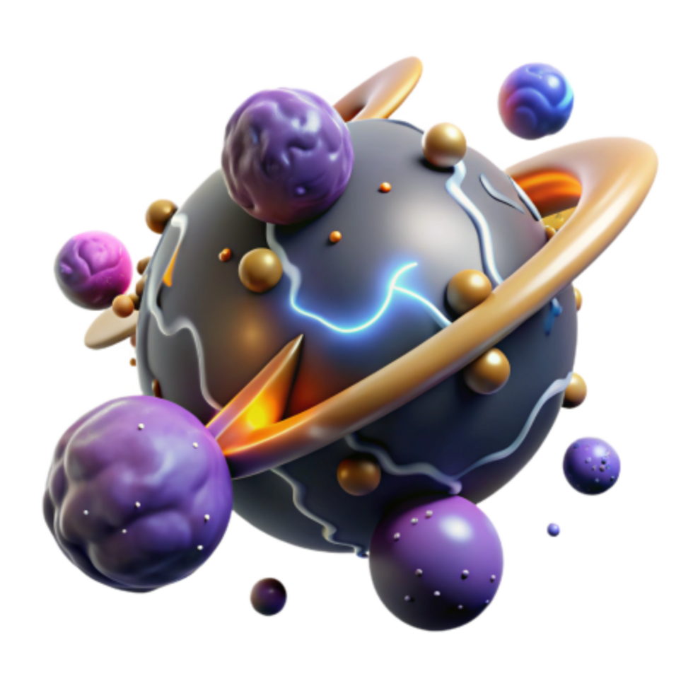 impressive modern Cosmic Planet 3D Render of Fantasy World detailed png