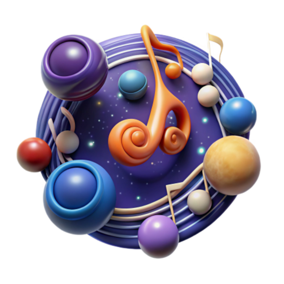 extraordinary traditional Cosmic Melody 3D Music Planets genuine png