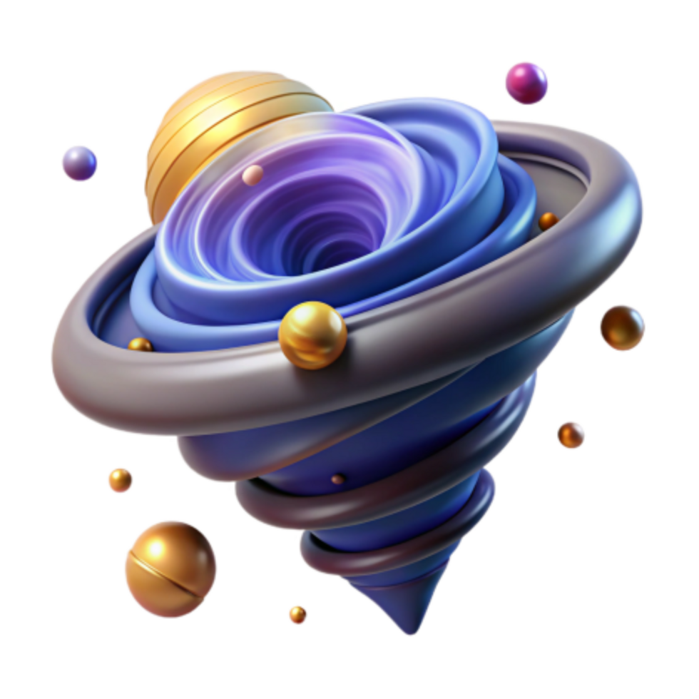 serene traditional Abstract 3D Vortex Swirling Color and Sphere Design high resolution png