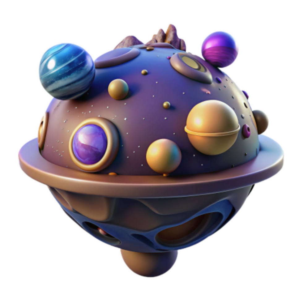 beautiful traditional Cosmic Planet 3D Render of Fantasy Space Orb genuine png