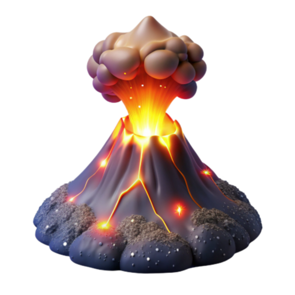 elegant vintage Volcanic Eruption A 3D Render of a Dramatic Eruption high quality png