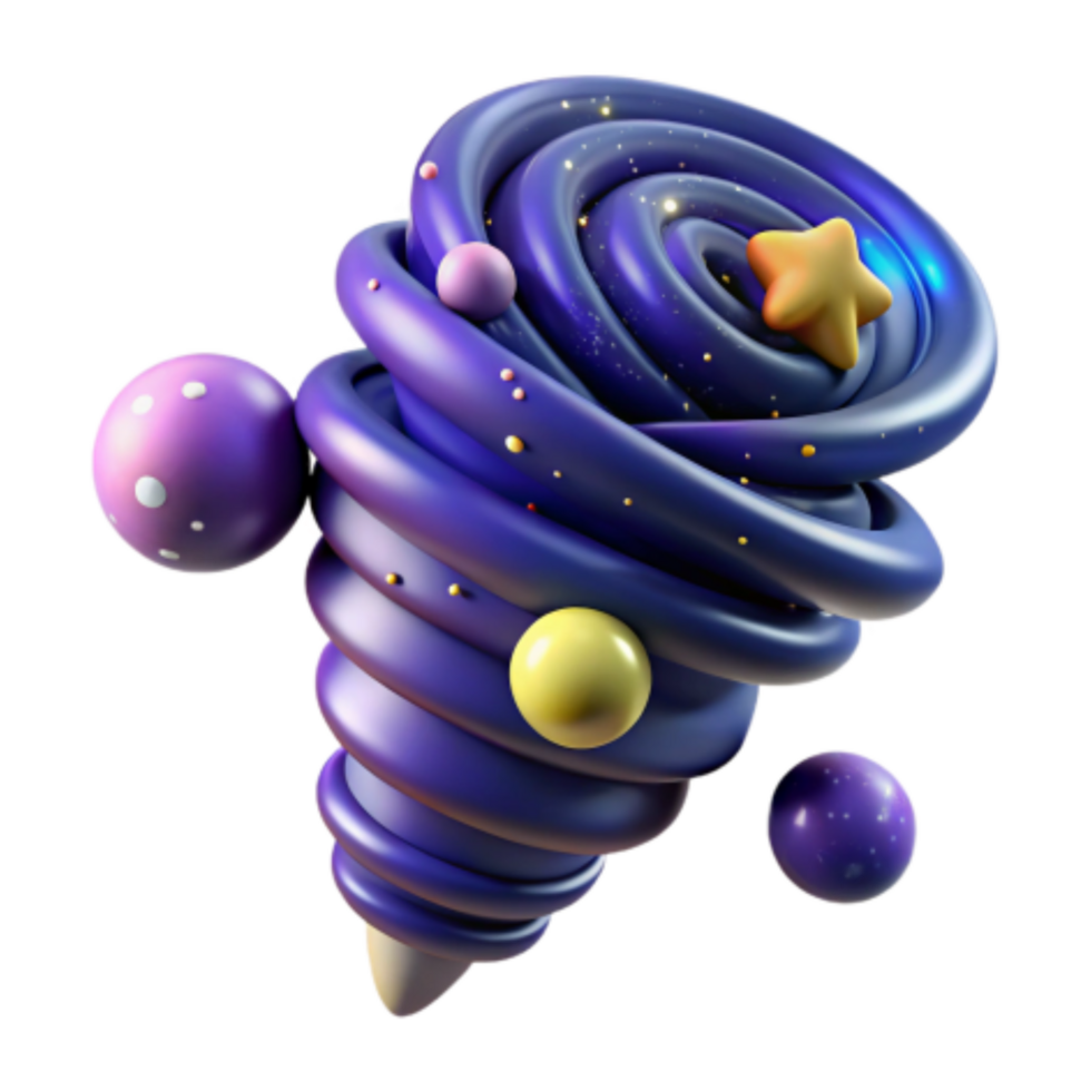 elegant creative Cosmic Swirl Abstract 3D Render of a Galaxy Vortex original png