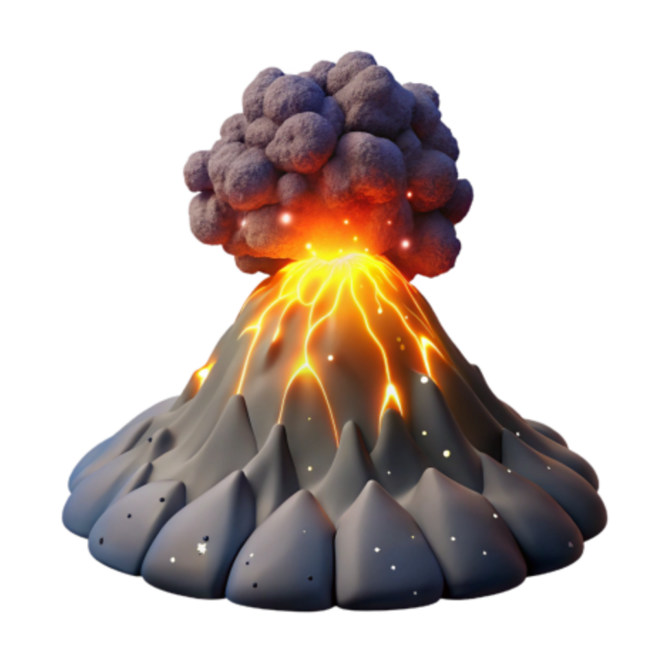 elegant contemporary Volcanic Eruption Molten Lava, Ash Cloud, and Fiery Explosion high quality png
