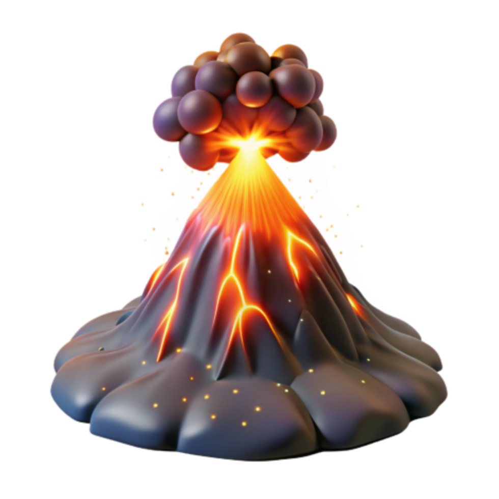 impressive creative Erupting Volcano 3D Model of Volcanic Activity premium png