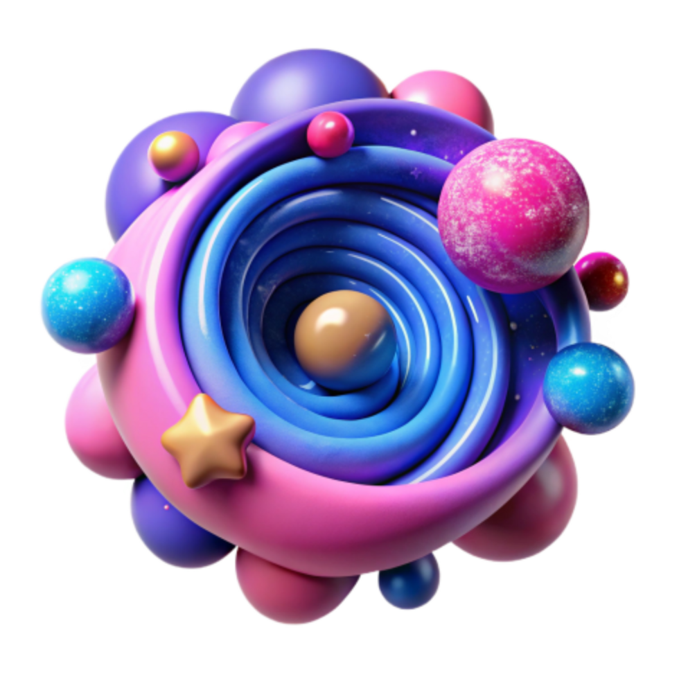 serene artistic Abstract Colorful 3D Spiral Galaxy high quality png