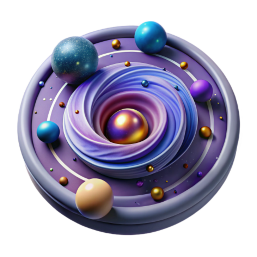 impressive traditional Abstract Cosmic Swirl 3D Render of Planets and Nebula 4K png