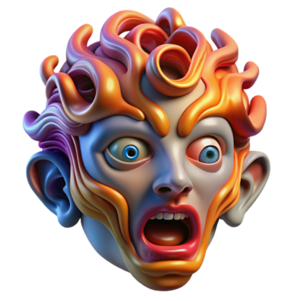 stunning abstract Surreal 3D Render of a Grotesque Face original png