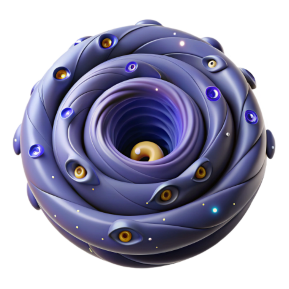 extraordinary rustic Abstract 3D Spiral Orb with Eyes authentic png