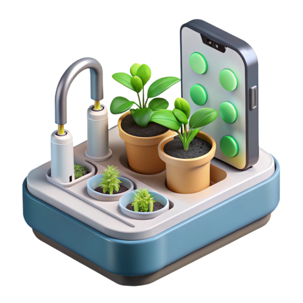serene minimalist Smart Indoor Garden Automated Plant Watering System authentic png