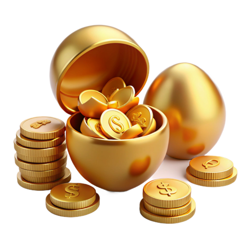 elegant abstract Golden Eggs, Wealth, Savings, Financial Security, Investment Growth, Prosperity, Abundance, Riches, Treasure, Fortune high resolution png