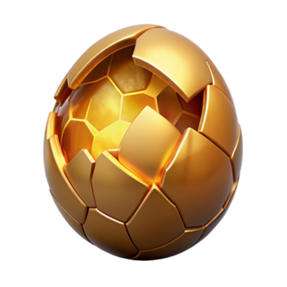 dramatic creative Golden Fractured Sphere Unveiling the Hexagonal Core authentic png
