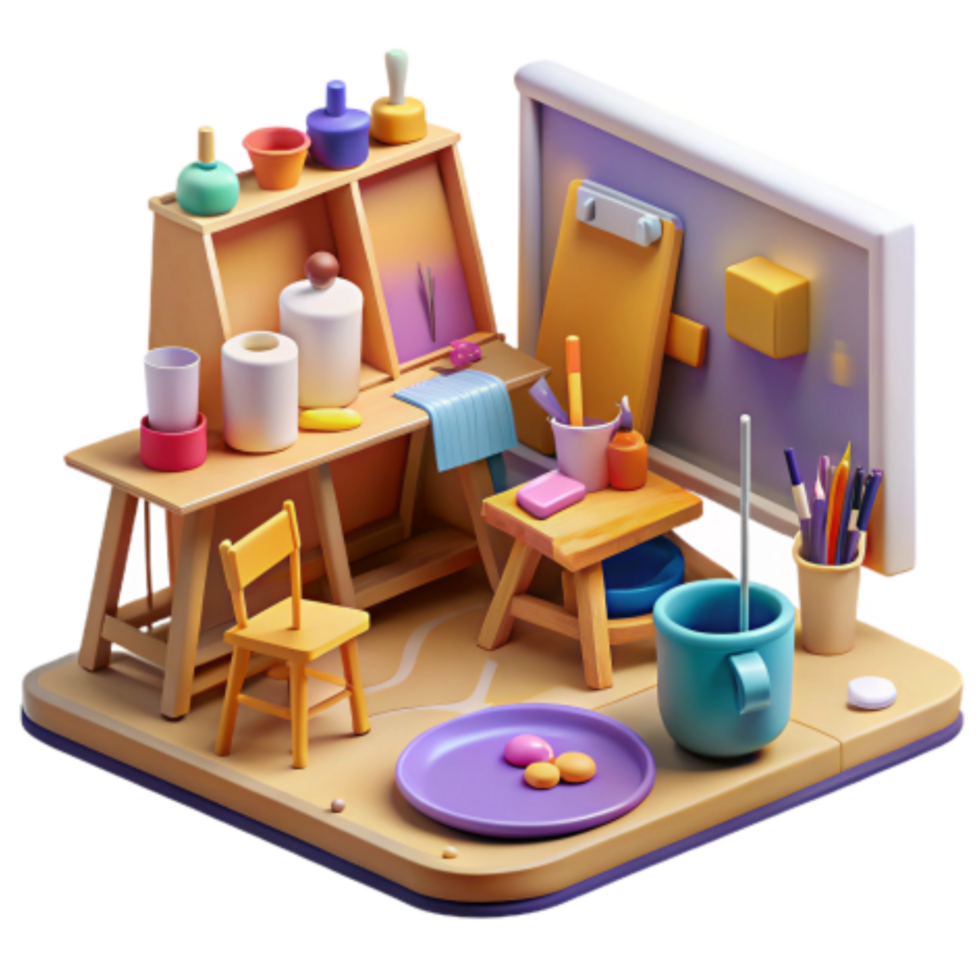 impressive traditional Creative Studio Workspace Art Supplies and Easel original png