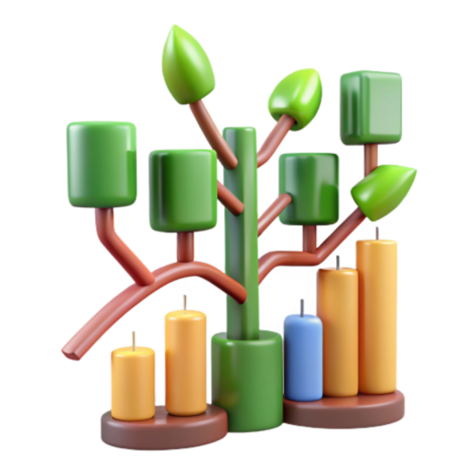 serene abstract 3D Render of Abstract Candle Tree Decor 4K png